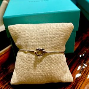 AuthenticTiffany&Co.SS.925Gold18kLoveKnotBangleBracelet